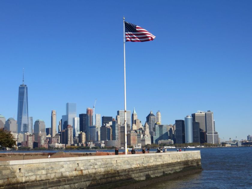American flag Ellis Island